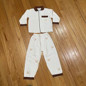 Jeanine Johnsen Boys 2 Piece Pajamas Size 5 Equestrian Horses Theme Handsmocked
